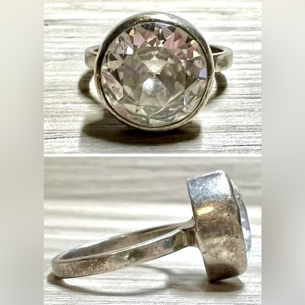 Designer Silpada Sterling Silver Cubic Zirconia Center Stack Ring, Size 5.75 - Picture 1 of 12